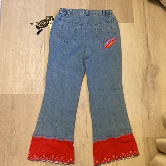 NWT! Beetlejuice London Soft Light Denim Embellished Flare Jeans - Size 6X - Picture 4 of 6